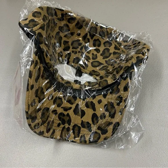 Animal Cheetah Leopard Print Hat Cap with Bow Embroidered Adjustable NEW - Picture 3 of 3